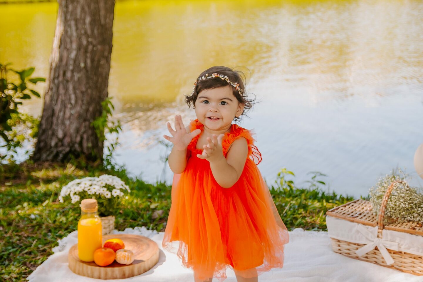 Manuela - Ensaio de 1 Ano Smash The Cake no Lago Pedra Branca em Palhoça, SC